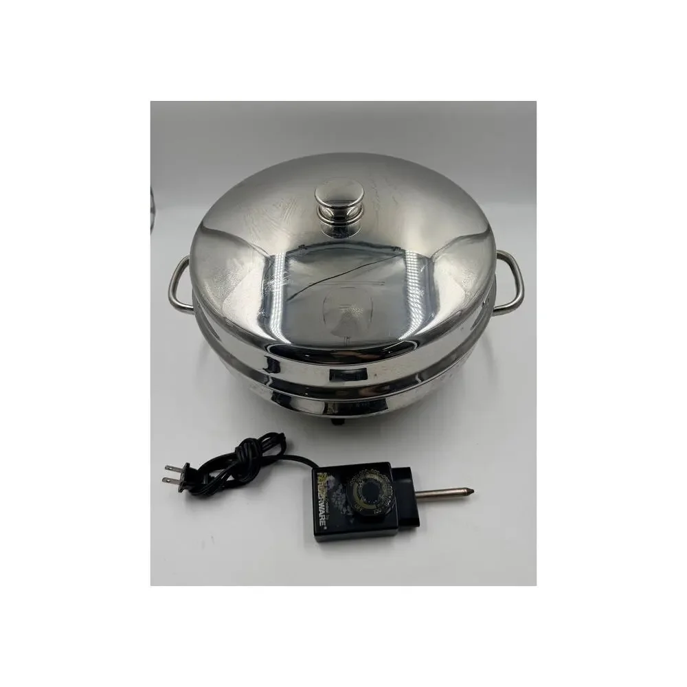 VTG Faberware 344A 12” Electric Skillet W/ Lid And Steamer Tray Works & Tested